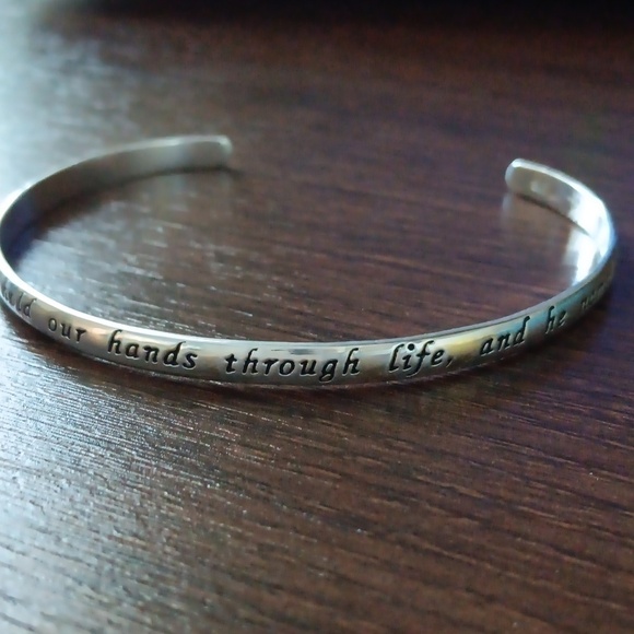 VT 925 Inscribed Silver Cuff Bracelet - Picture 6 of 6